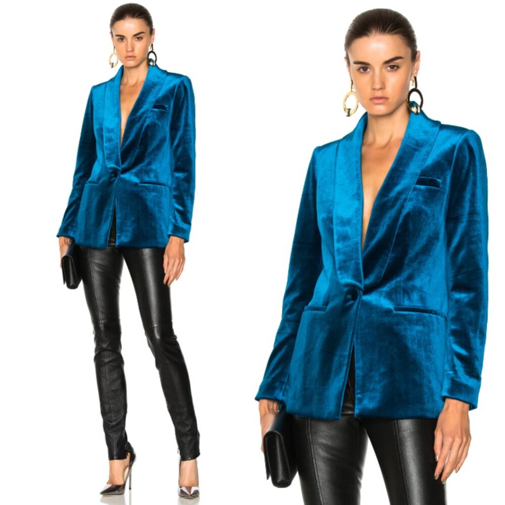 NWT Self-Portrait Velvet Jacket in Peacock Blue